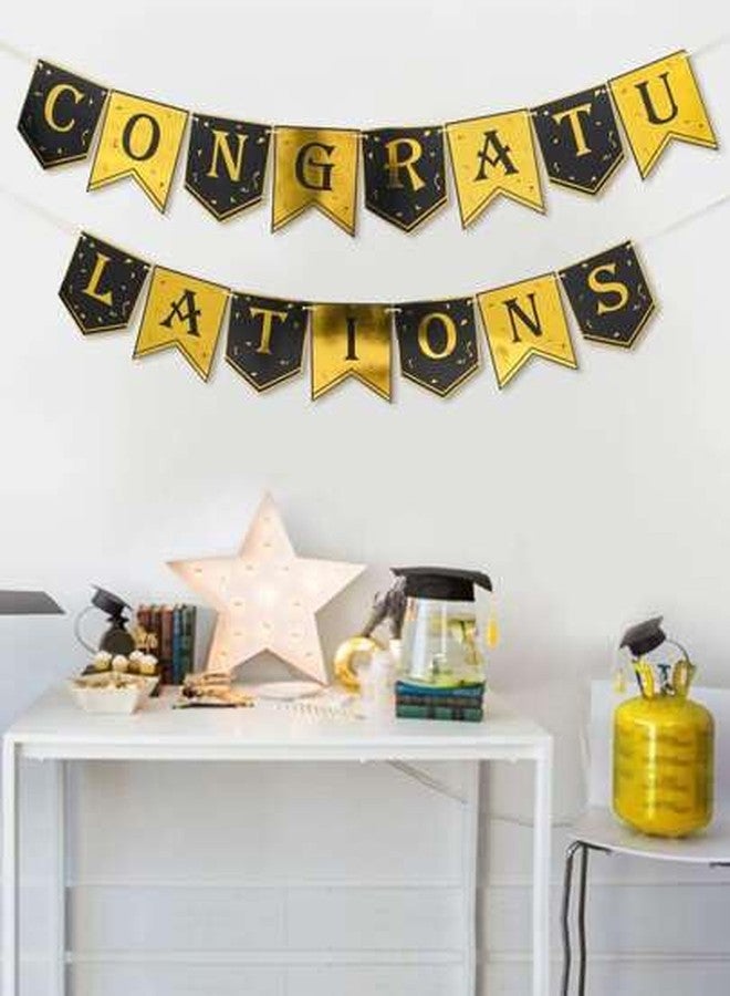 AMFIN® (6 inch) Congratulations Banner for Wedding, Anniversary, Graduation Party, Retirement, Achievement, Birthday Decoration Items - Black - Image 1